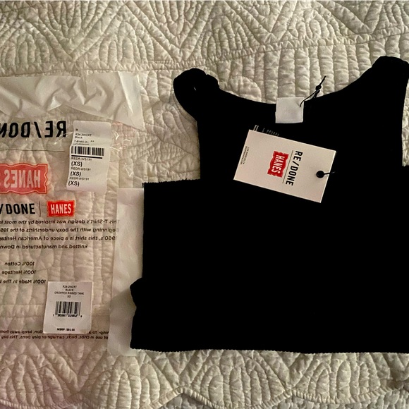 Re/Done X Hanes Crop Tank, made in USA, black, XS - Picture 14 of 15